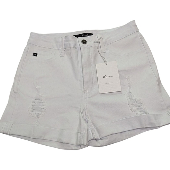 KANCAN NWT Size 9 (28) White Cuffed Denim Shorts - Picture 3 of 7